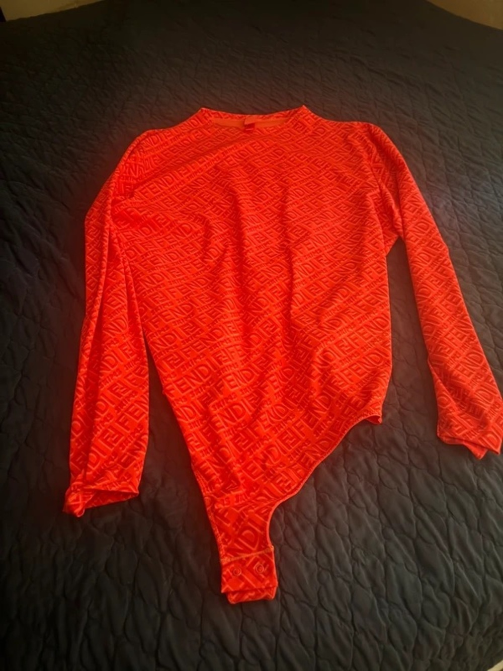Fendi Skims Bright Red Long-Sleeve Scoop-Neck Bodysuit